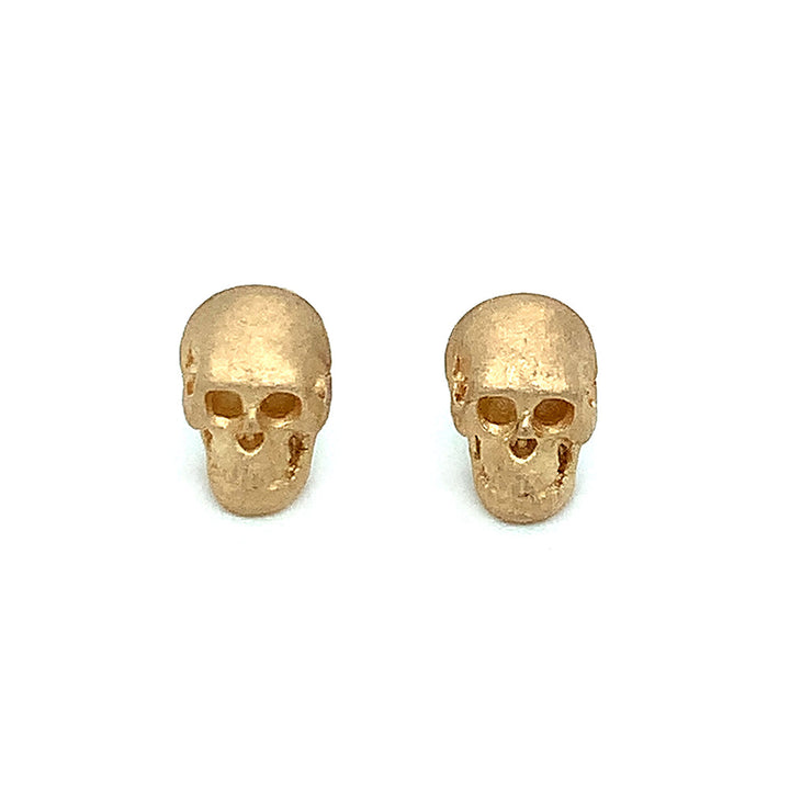 Gold Skull Stud Earrings - "Crypta"