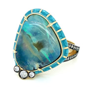 Australian Opal, Diamond, & Enamel Fashion Ring - "Rock Candy Aruba"