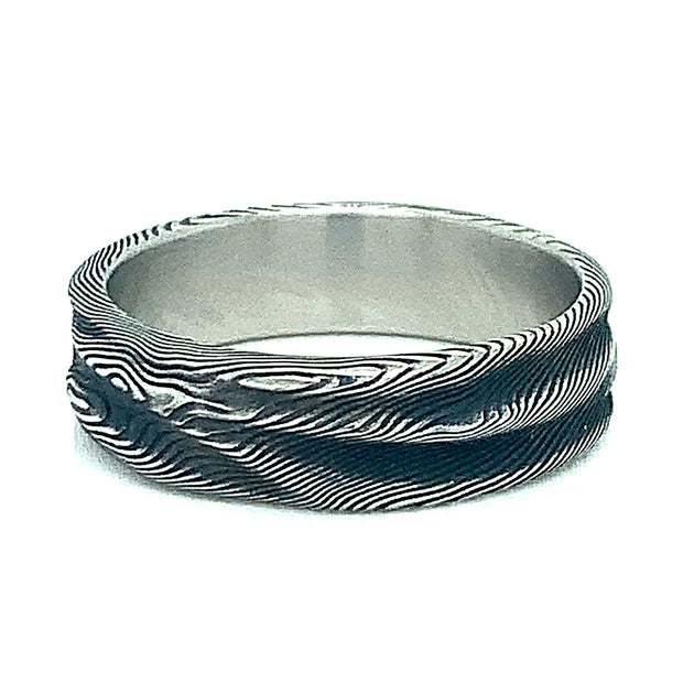 Damascus Steel Ring - "God of Water"