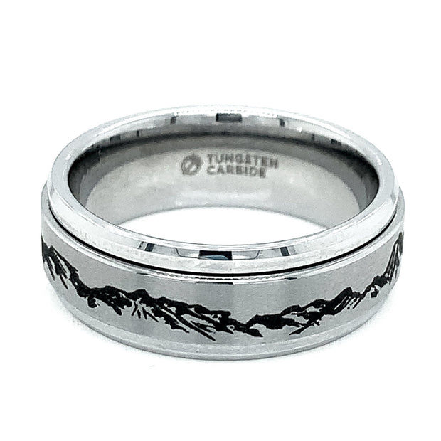 Engraved Tungsten Carbide Spinner Ring