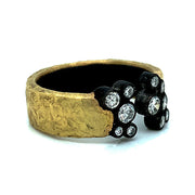 Gold & Oxidized Sterling Silver Diamond Band - "Meridian"