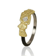 Gold and Cobalt Chrome Diamond Ring- "Trigon Bar"