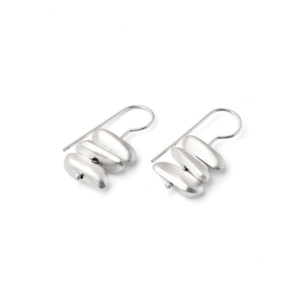 Sterling Silver Triple Stone Drop Earrings - "Zen"