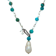 Blue Jasper and Pearl Necklace- "Calypso's Treasure"