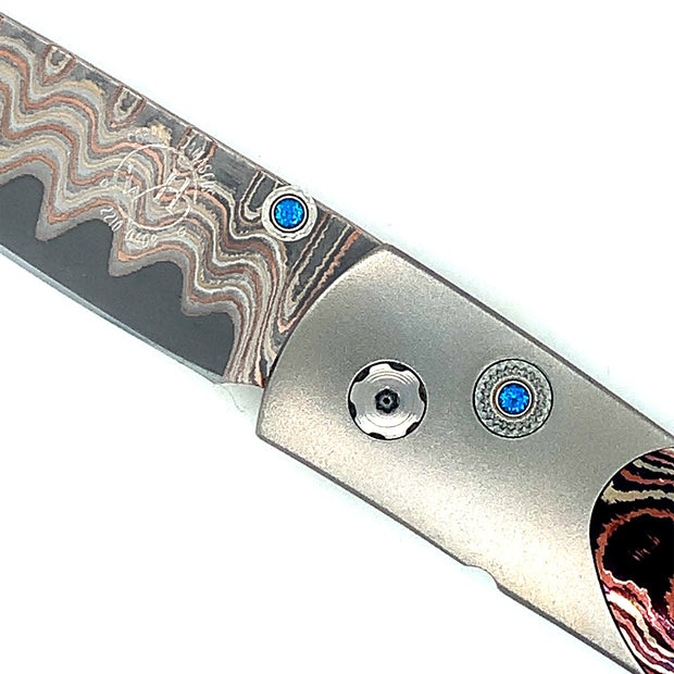 Damascus Steel & Mokume Knife - "Blue Wave"