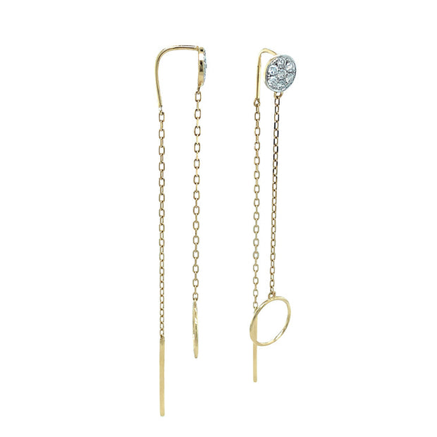 Yellow Gold and Diamond Threader Earrings- "Rebecca"