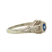 Yogo Sapphire & White Gold Ring- "Cora"