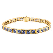 Princess-Cut Yogo Sapphire Tennis Bracelet in Yellow Gold