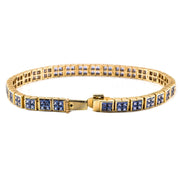 Princess-Cut Yogo Sapphire Tennis Bracelet in Yellow Gold
