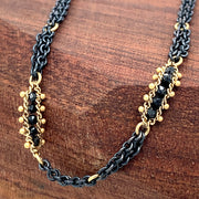 Black Diamond and Gold Chain Bracelet - "Gold in the Night"
