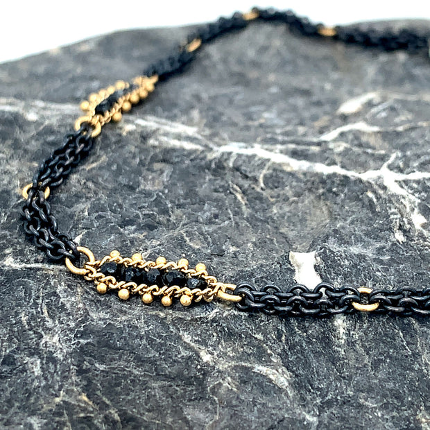 Black Diamond and Gold Chain Bracelet - Gold in the Night – Alara