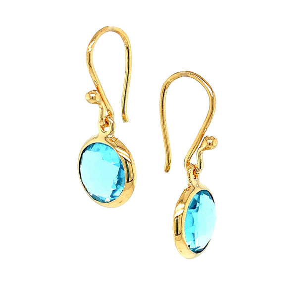 Gold Vermeil and Blue Topaz Drop Earrings - "Gold Ringed Sky"