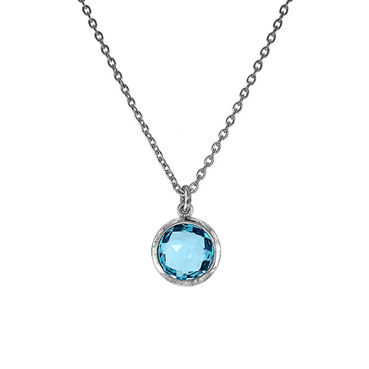 Sterling Silver & Round Blue Topaz Necklace