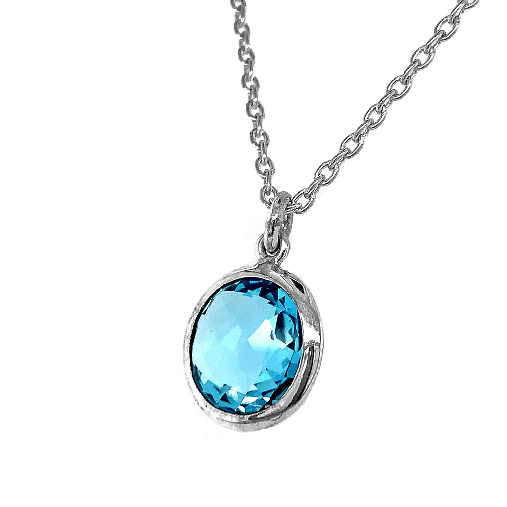 Sold Blue Topaz Gold Silver Pendant Round