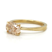 Oval Champagne Diamond Engagement Ring - "Laurel Cathedral"