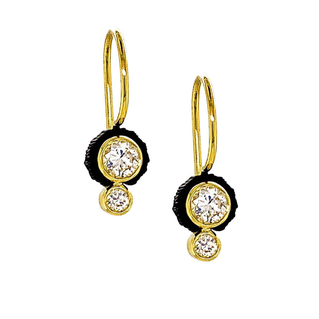 Yellow Gold Diamond Drop Earrings - "Chroma"