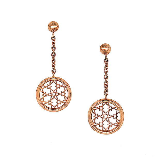 Ornate Dangle Rose Gold Earrings - "Dream Catcher"
