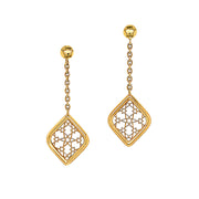 Ornate Dangle Yellow Gold Earrings - "Geometry in Gold"
