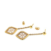 Ornate Dangle Yellow Gold Earrings - "Geometry in Gold"
