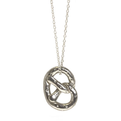 Pretzel Sterling Silver Charm Necklace