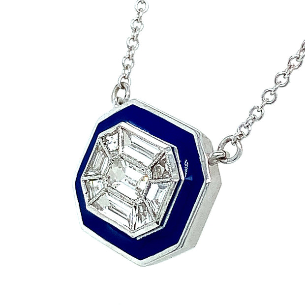 Custom Diamond and Enamel Necklace - "Rock Candy Cobalt"