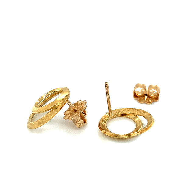 Double Circle Gold Stud Earrings