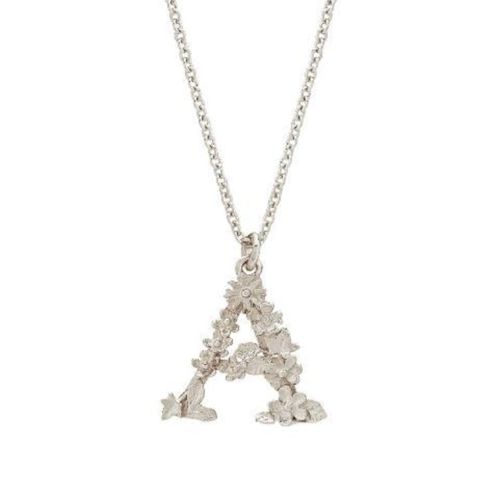 Floral "A" necklace by Alex Monroe