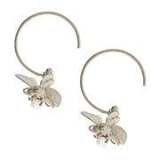 Flying bee silver hoop earrings by Alex Monroe