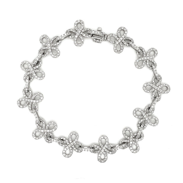 Diamond & 18K White Gold Tennis Bracelet- "Lucky Clover"