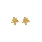 Gold Vermeil Stud Earrings - "Forget Me Not & Itsy Bitsy Bee"