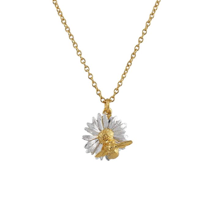 Sterling Silver & Gold Vermeil Necklace - "Daisy & Teeny Weeny Bee"