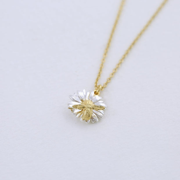Sterling Silver & Gold Vermeil Necklace - "Daisy & Teeny Weeny Bee"