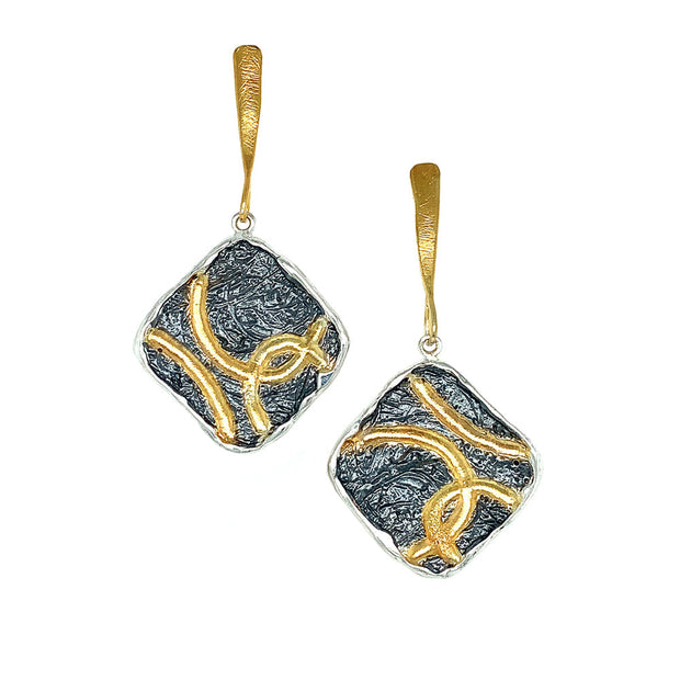 Sterling Silver and Gold Vermeil Dangle Earrings - "Golden Trails"