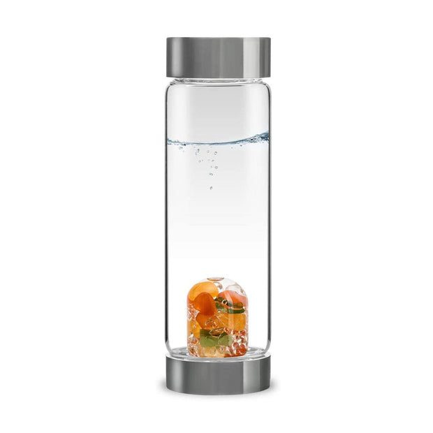 Happiness Gem-Water water bottle - carnelian, orange calcite, nephrite jade, & rock crystal
