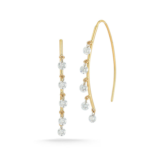 Gold and Diamonds Spearhook Earrings - "Cascade"