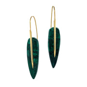Gold and Malachite Feather Earrings