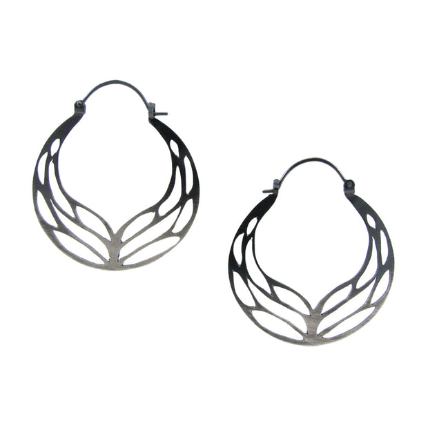 Sterling Silver Statement Hoop Earrings- "Large Winged Hoops"