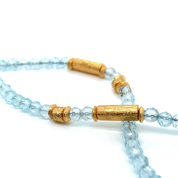 24K Gold Vermeil and Blue Topaz Rondelle Necklace