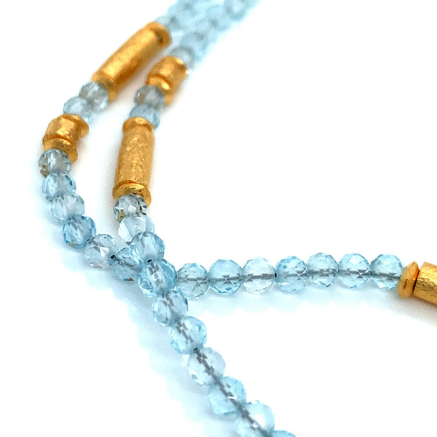 24K Gold Vermeil and Blue Topaz Rondelle Necklace