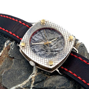 Cross-Hatched Silver and Meteorite Watch