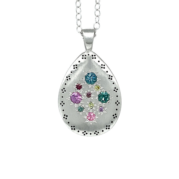 Sterling Silver and Sapphire Necklace - "Lights"