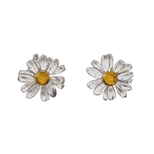 Sterling Silver & Gold Vermeil Earrings - "Little Daisy"