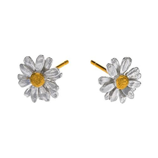 Sterling Silver & Gold Vermeil Earrings - "Little Daisy"