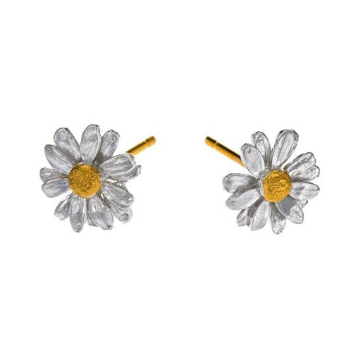 Sterling Silver & Gold Vermeil Stud Earrings - "Little Daisy"