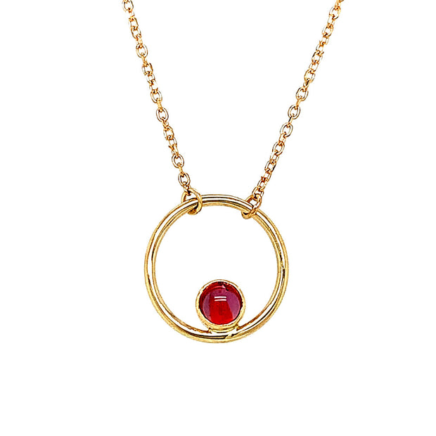 Montana Sapphire Petite Circle Necklace - "Droplet of Pink"