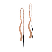 Rose Gold & Oxidized Sterling Silver Threader Earrings - "River Bend"