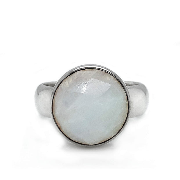 Sterling Silver Ring with Rose Cut Moonstone