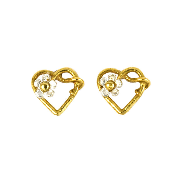 Gold Vermeil Stud Earrings - "Heart Full of Posies"
