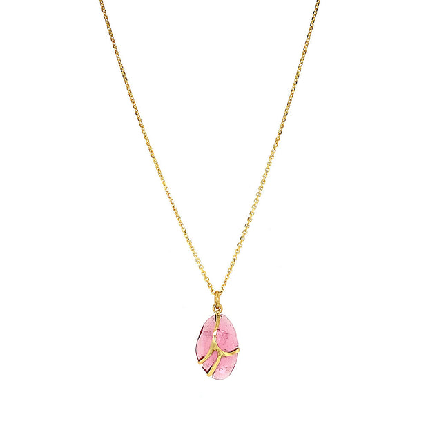 Gold and Pink Sapphire Butterfly Wing Necklace