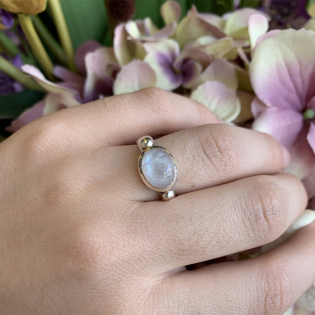 Sterling Silver Moonstone Ring-"Scattered Showers"